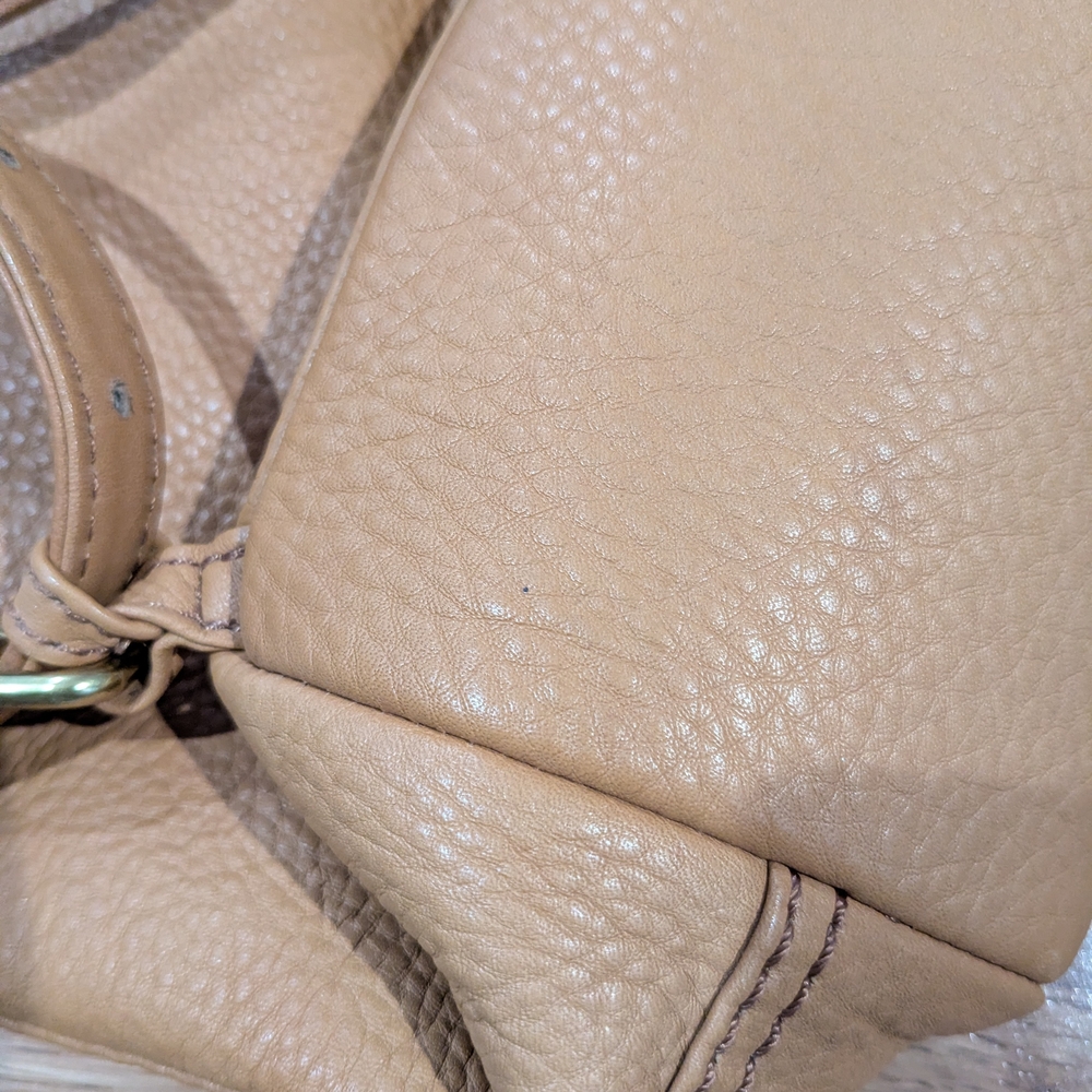 HOBO Tan Leather Backpack with Patterned Lining - Picture 8 of 13